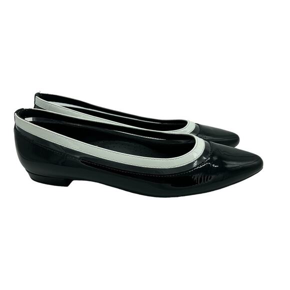 Vaneli Germain Flats Womens Size 7 Black White Clear Patent Vinyl Minimalist - Picture 1 of 6
